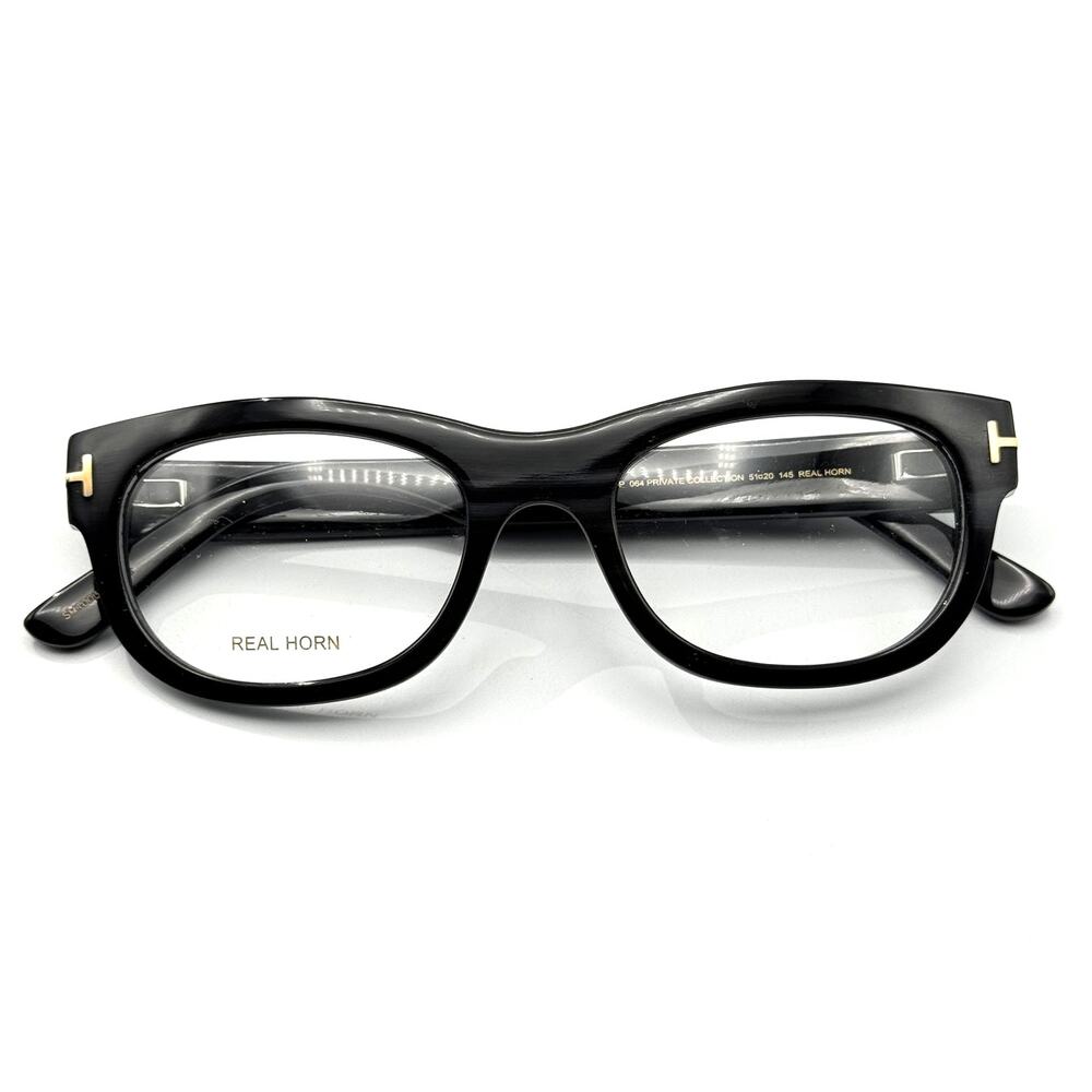 Tom Ford Eyeglasses Frames Private TF5957-P 064 Black Horn Rectangle Frame 51mm